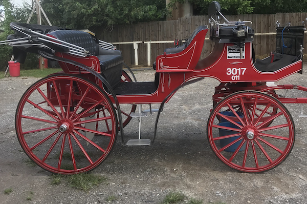 red vis-a-vis horse carriage